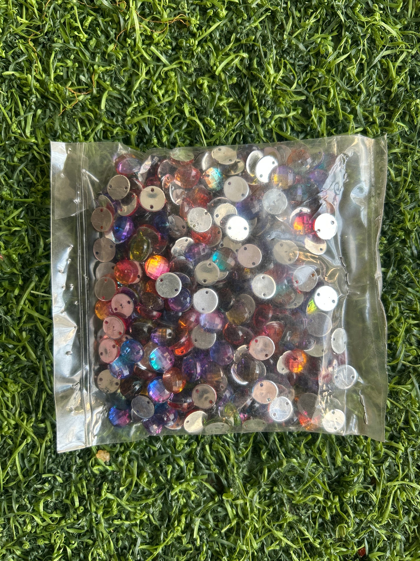 Multi-Colour Two-Hole Sew-On Stones 50g