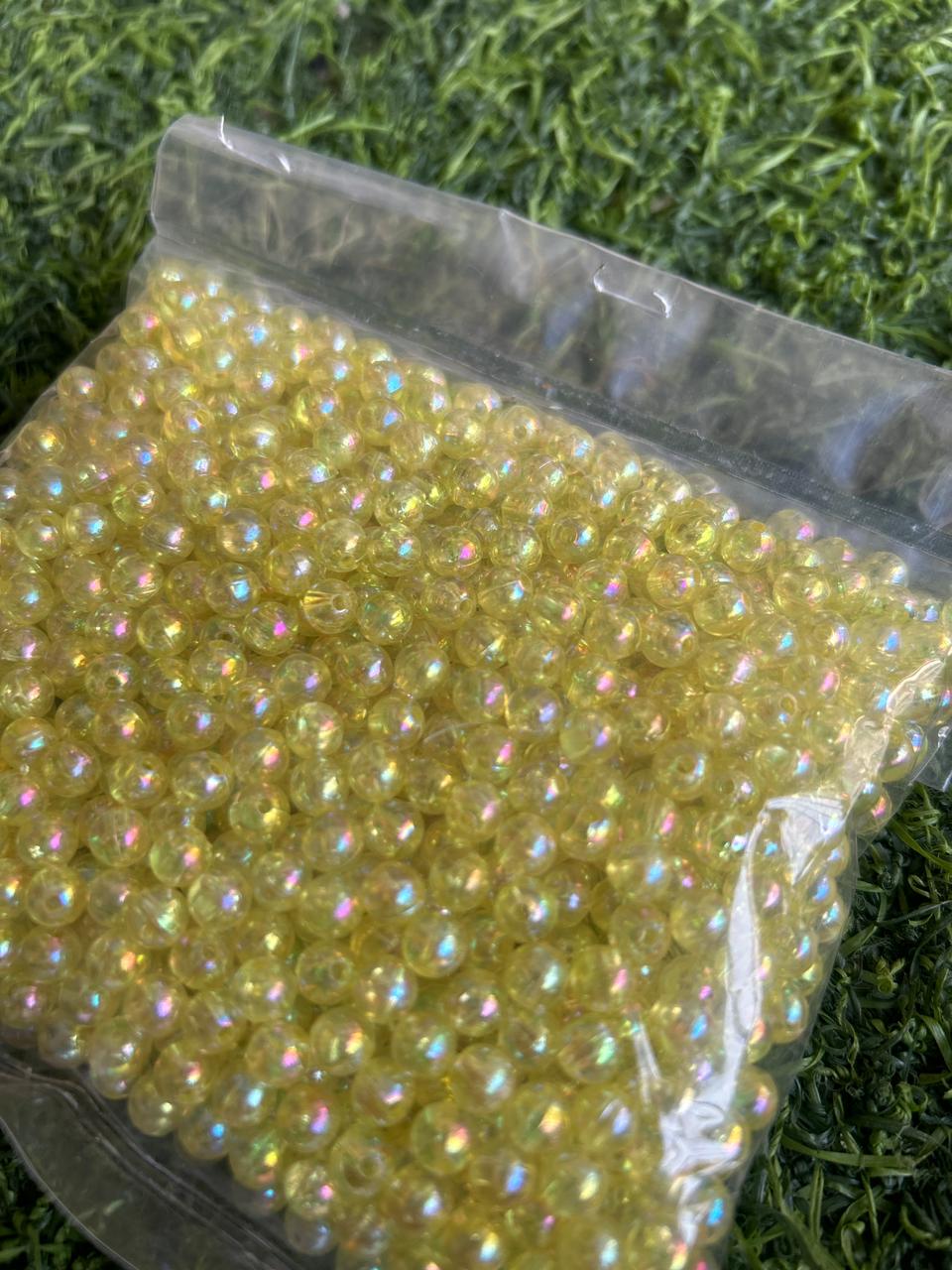 Iridescent Round Beads – Yellow 100g