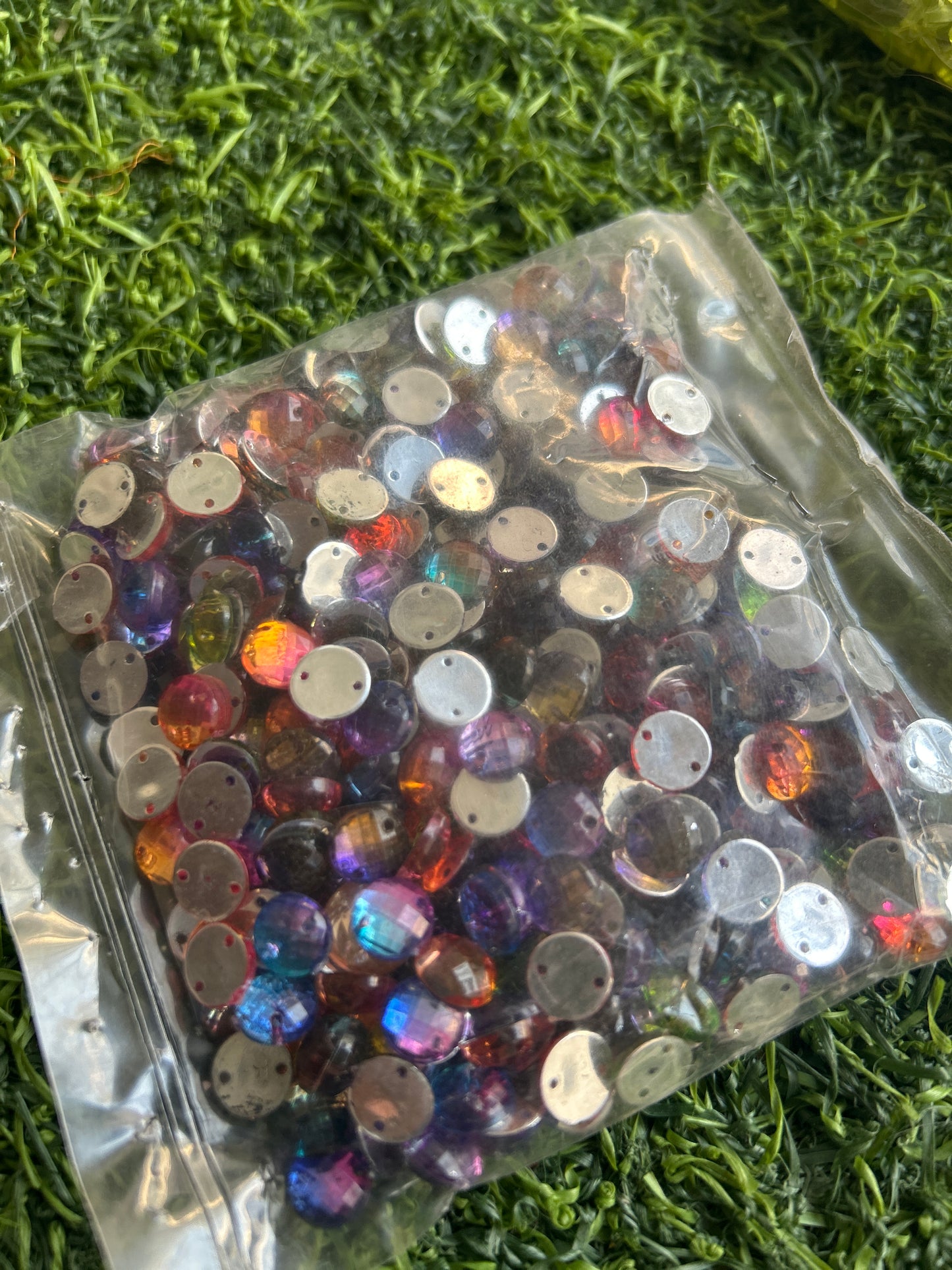 Multi-Colour Two-Hole Sew-On Stones 50g