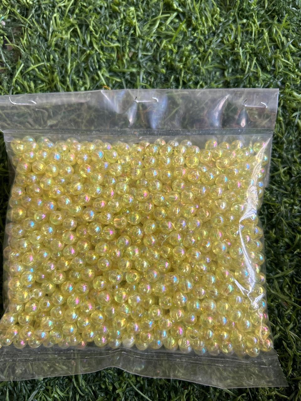 Iridescent Round Beads – Yellow 100g